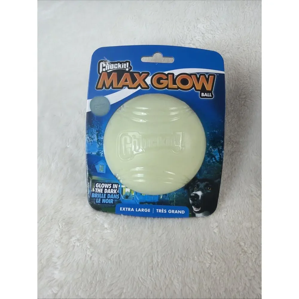 Chuckit Max Glow Ball Glows in the Dark X-Large Dog Toy 3.5 - inch